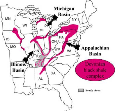 summary image for Devonian shale outcrop belt