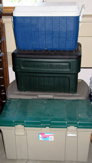 boxes of field gear